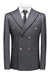 Nevada Formal Deep Gray Double Breasted Peaked Lapel Striped Men Suits For Business
