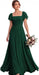 Bridelily Women's Flutter Sleeves Bridesmaid Dresses Square Neck Chiffon Maxi Dres - Deep Green