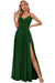 Spaghetti Strap V-Neck Chiffon Bridesmaid Dress with Slit