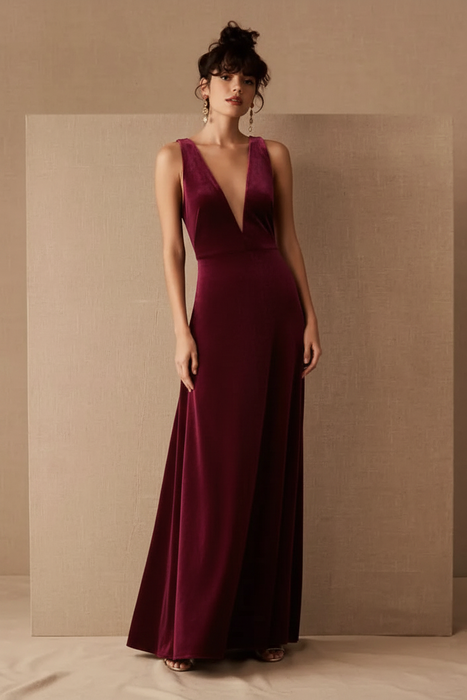 Velour Dress - Deep Magenta Rose