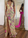 Deep V-Neck Embroidered Floral Prom Dress Mermaid with Bow
