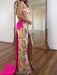 Deep V-Neck Embroidered Floral Prom Dress Mermaid with Bow