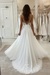 Deep V Neck Ivory Lace Long Wedding Dresses with Split