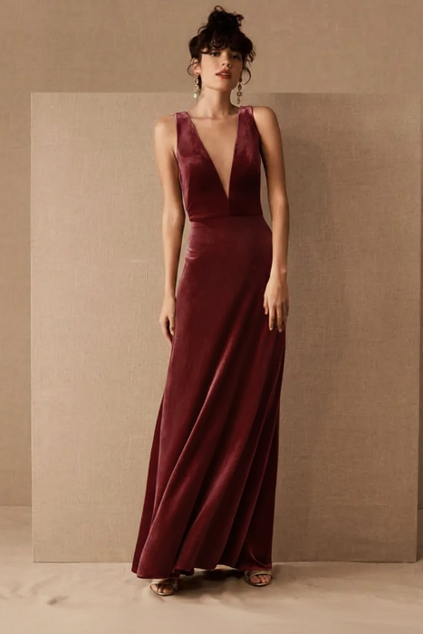 Velour Dress - Deep Wine Red