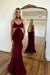 Delicate Red Mermaid Prom Dress Spaghetti Straps with Beaded - Prom Dresses
