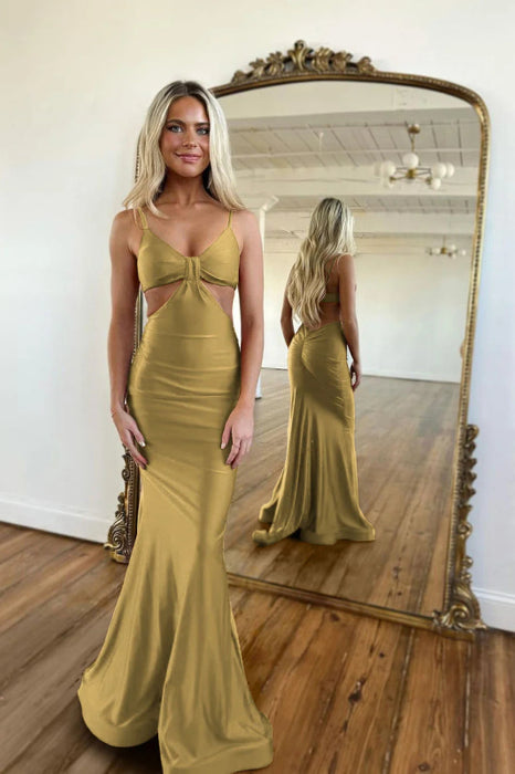 Delicate Red Mermaid Prom Dress Spaghetti Straps with Beaded - Prom Dresses