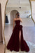 Designs Strapless Ruched Satin High Split A-Line Flower Long Prom Dress
