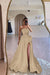 Designs Strapless Ruched Satin High Split A-Line Flower Long Prom Dress