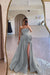 Designs Strapless Ruched Satin High Split A-Line Flower Long Prom Dress