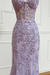 Sweetheart Mermaid Lace Prom Dresses Sleeveless Purple Formal Dresses