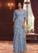 Dusty Blue Chiffon Mother of the Bride Dress Flutter Sleeves with Cascading Ruffles