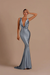 Dusty Blue Elegant Champagne Mermaid Prom Dress Long Slimming