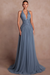 Dusty Blue Halter Aline Evening Dress Glitter Chiffon Prom Dress with Sequins