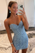 Dusty Blue Lace Sweetheart Tight Short Homecoming Dress