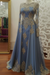 Dusty Blue A-Line/Princess Long Sleeves Scoop Floor-Length Applique Tulle Muslim Dresses - Prom Dresses