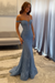 Dusty Blue Off-the-Shoulder Mermaid Prom Dress 