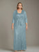 Plus Size 2-Piece Mother of the Bride Dress Set with Square Neck and Floor-Length Sheath