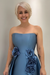 Dusty Blue Satin Mother of the Bride Dress Strapless with Flowers - Prom Dresses