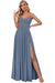 Spaghetti Strap V-Neck Chiffon Bridesmaid Dress with Slit