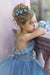 Dusty Blue Spaghetti Straps Tulle Princess Flower Girl Dresses with Flowers - Dusty Blue / 2-3y - Flower Girl Dress