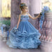 Dusty Blue Spaghetti Straps Tulle Princess Flower Girl Dresses with Flowers - Flower Girl Dress