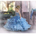 Dusty Blue Spaghetti Straps Tulle Princess Flower Girl Dresses with Flowers - Flower Girl Dress