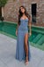 Dusty Blue Sweetheart Satin Prom Dress Mermaid with Front Split