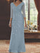 V-Neck 3/4 Sleeve Floor-Length Sequined Mother of the Bride Sheath Dress