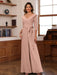 V-Neck Chiffon Jumpsuit with Ruched Detail and 3/4 Sleeves for the Mother