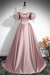 Dusty Pink A-Line Pleated Off-The-Shoulder Prom Dress