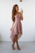 Dusty Pink Bridelily A-Line Lace Spaghetti Straps Sleeveless Short/Mini With Layers Dresses - Prom Dresses