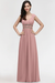 Dusty Pink Chic Ruched Chiffon Aline Formal Dress Bridesmaid Dress with Beadings