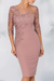 Dusty Pink Jewel Neck Column Floral Lace Mother of the bride Dresses Half Sleeves - Prom Dresses