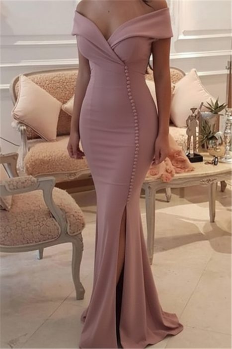 Dusty Pink Mermaid Long Evening Dress Off-the-Shoulder