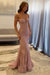 Dusty Pink Off-the-Shoulder Mermaid Prom Dress 