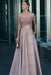 Dusty Pink Off-the-Shoulder Satin Aline Formal Dress with Beadings