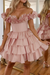 Dusty Pink Off-the-Shoulder Satin Corset Graduation Dress Short Cocktail Dress