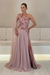 Dusty Pink One-Shoulder Sleeveless Chiffon Evening Dresses Long with Side Slit - Prom Dresses