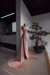 Dusty Pink Pearl Strapless Prom Dress with Long Slit