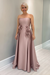 Dusty Pink Satin Mother of the Bride Dress Strapless with Flowers - Prom Dresses