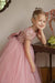 Dusty Pink Tulle Flower Girl Dress with Bow Cap Sleeves Little Girl Formal Evening Dress - Flower Girl Dress