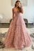 Dusty Pink Tulle Formal Evening Dresses 