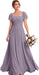 Bridelily Women's Flutter Sleeves Bridesmaid Dresses Square Neck Chiffon Maxi Dres - Dusty Purple