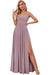 Spaghetti Strap V-Neck Chiffon Bridesmaid Dress with Slit