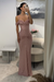 Dusty Rose Sparkly Sequins Mermaid Prom Dress Spaghetti Straps Ruffles Evening Gowns