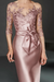 Dusty Rose Bateau 3/4 Long Sleeves Satin Mother of the Bride Dresses with Lace - Prom Dresses