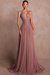 Dusty Rose Halter Aline Evening Dress Glitter Chiffon Prom Dress with Sequins