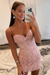 Dusty Rose Lace Sweetheart Tight Short Homecoming Dress