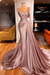 Dusty Rose One Shoulder Mermaid Prom Dress Beaded with Split