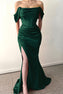 Elegant Dusty Rose Off-Shoulder Pleated Mermaid Prom Gown with Thigh Split main image 0